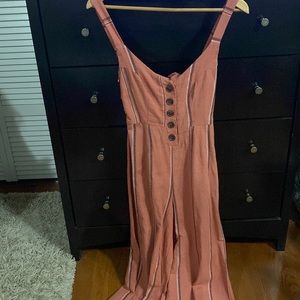 Open back striped pant romper